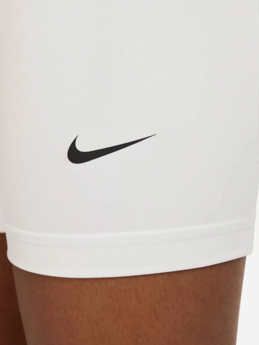 Nike White Pro High-Waist  Shorts with Black Branded Waistband